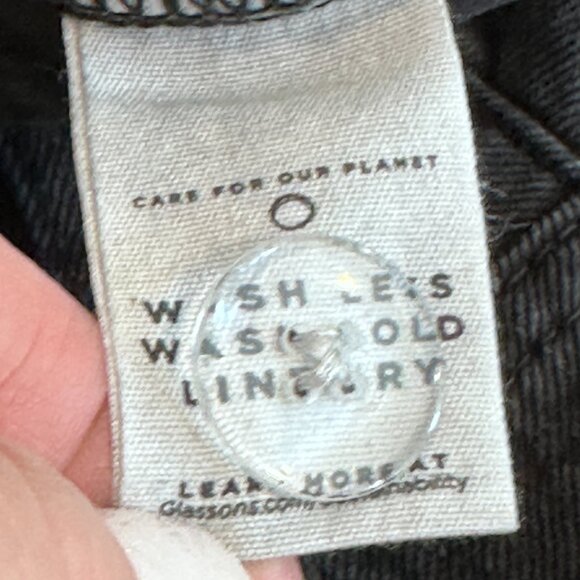 Glassons Jeans Asymmetrical Crossover Waist Straight Black Distressed Goth Sz 10 - Picture 15 of 16